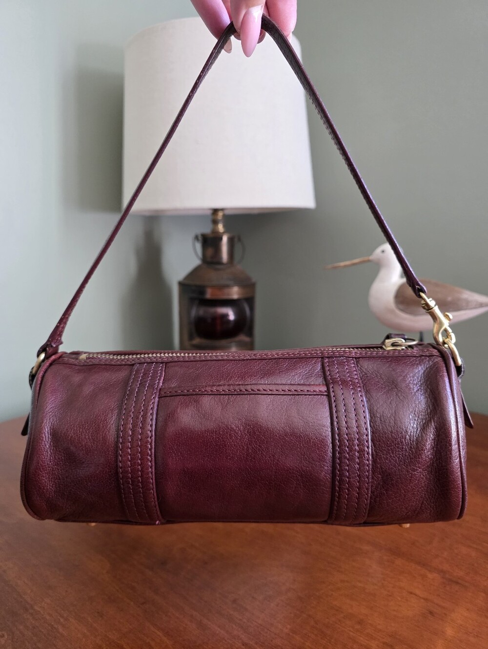 Coach 9707 Glazed Water Buffalo Roll Barrel Bag Mahogany Leather Vintage - Picture 3 of 16